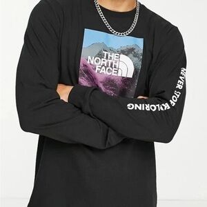 ☀️3/$25 THE NORTH FACE 3 BLEND LOGO PLAY SLEEVE PRINT T SHIRT medium long sleeve